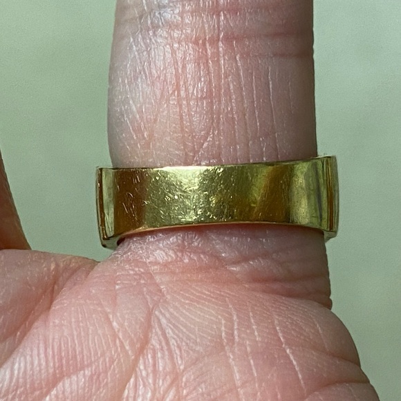 18KT Solid Yellow Gold Modern Textured Wide Heavy Band Ring Sz 5.5 - Picture 15 of 17